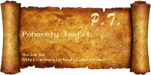 Pohorely Teofil névjegykártya